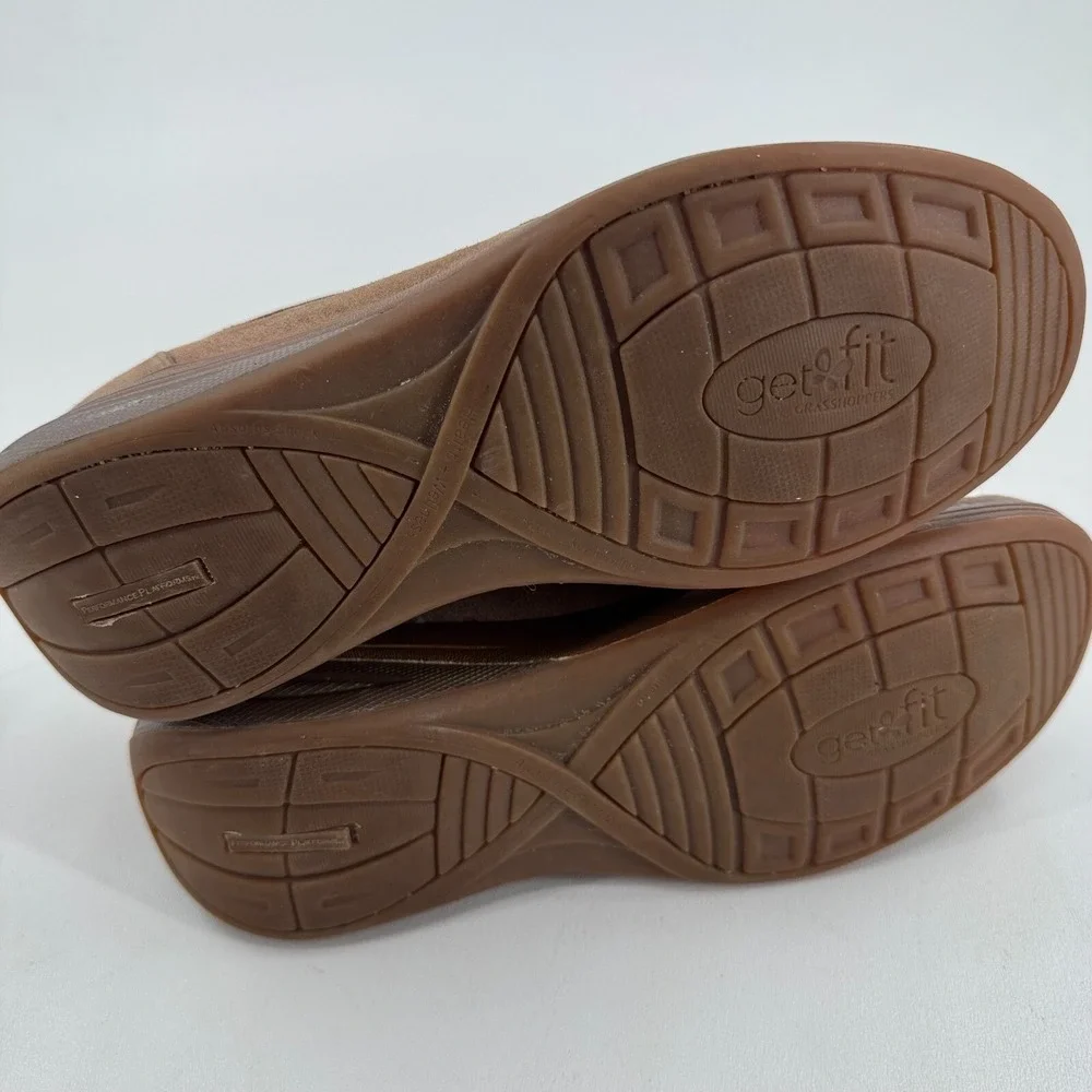 Get Fit by Grasshoppers Shoes WOMENS Brown Leather Slip On Sneakers SIZE 11